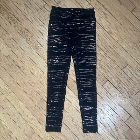 Noli Tigress Leggings Full Length High Waisted Black Metallic Tiger Stripe S - Picture 5 of 6